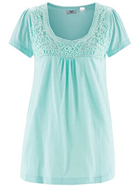 MINT Pure Cotton Crochet Trim Top - Plus Size 14/16 to 22/24 (M to XL)