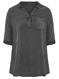 Curve BLACK Acid Wash Overhead Shirt - Plus Size 16 to 30/32