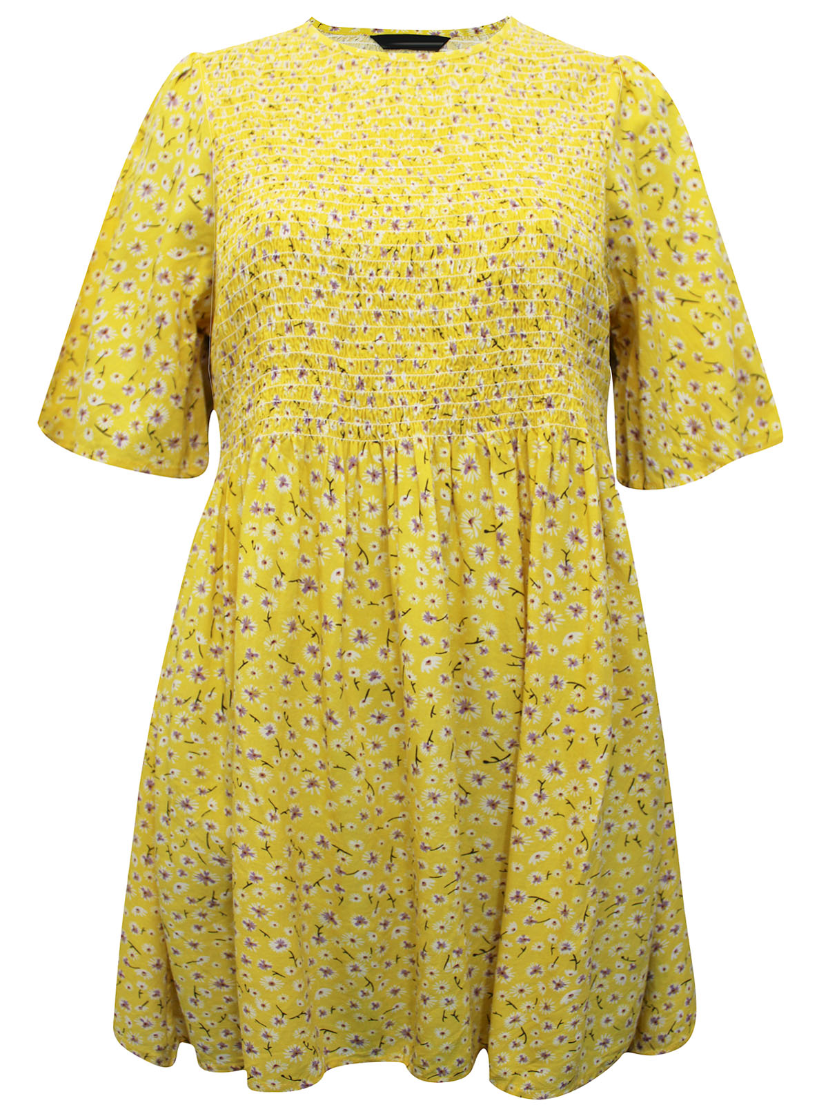 Curve Plus Yellow Floral Print Shirred Peplum Top Plus Size 16 To 3032 5952