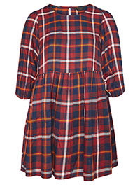 PLUS MULTI Check Print Smock Top - Plus Size 22 to 30/32