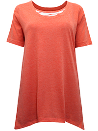 ORANGE Pure Cotton Mock Layer Short Sleeve Top - Size 10/12 (EU 36/38)