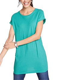 SEA-GREEN Pure Cotton Short Sleeve Tunic - Plus Size 14/16 to 22/24 (M to XL)