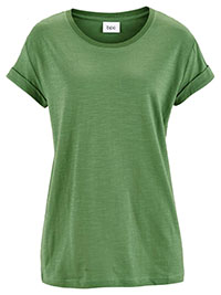 GREEN Pure Cotton Turn Up Short Sleeve T-Shirt - Size 6/8 to 22/24 (XS to XL)