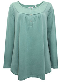 MINT Pure Cotton Long Sleeve Henley Top - Plus Size 18/20 to 26/28 (L to 2XL)