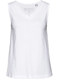 WHITE Pure Cotton Sleeveless Sequin Detail Top - Plus Size 14/16 to 30/32 (M to 3XL)