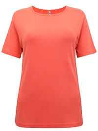ORANGE Pure Cotton Short Sleeve T-Shirt - Size 10/12 to 22 (EU 38/40 to 50)