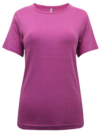 MAGENTA Pure Cotton Short Sleeve T-Shirt - Size 10/12 to 24 (EU 38/40 to 52)