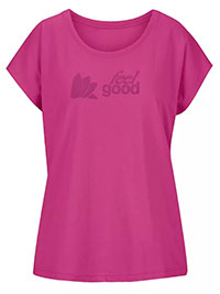 PINK Cotton Rich Embossed 'Feel Good' Slogan Short Sleeve Top - Size 10/12 to 26/28