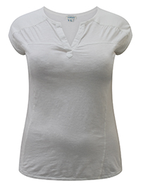 WHITE Pure Cotton Notch Neck Cap Sleeve Top - Size 6 to 14/16 (XS to L)