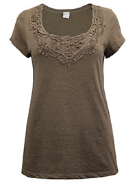 MOCHA Pure Cotton Crochet Lace Top - Plus Size 12 to 26