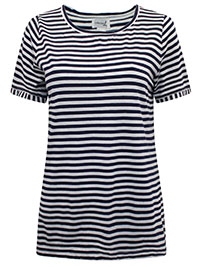 NAVY Modal Blend Short Sleeve Striped Top - Size 10 to 24