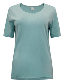 AQUA Modal Blend Hexagon Neckline Short Sleeve Top - Plus Size 12 to 28