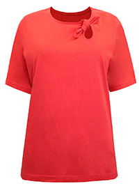 RED Pure Cotton Keyhole Detail T-Shirt - Plus Size 12 to 26