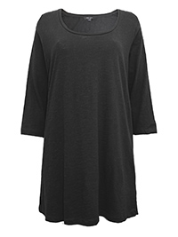 BLACK Pure Cotton 3/4 Sleeve Tunic - Plus Size 18 to 30