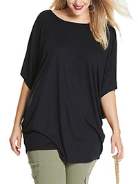 BLACK Jersey Drop Sleeve Top - Plus Size 12/14 to 32/34