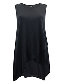 BLACK Sleeveless Crossover Hem Jersey Top - Plus Size 18/20 to 30/32 (L to 3XL)