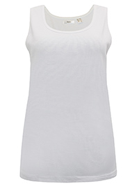 IRREGULAR - WHITE Pure Cotton Ribbed Vest Top - Size 10/12 to 22/24 (S to XL)