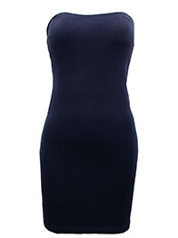 NAVY CCotton Rich Secret Support Bandeau Dress - Plus Size 14/16 (M)