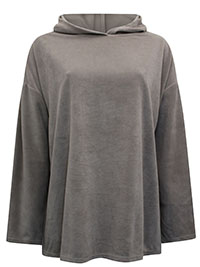 MUSHROOM Velour Hooded Loungewear Top - Size 12 to 16 (M to XL)