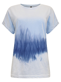 BLUE Pure Cotton Tie Dye Short Sleeve T-Shirt - Size 12 to 18 (S to XL)