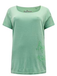 GREEN Pure Cotton Butterfly Placement Short Sleeve Top - Plus Size 18 (XXL)