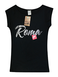 BLACK Pure Cotton 'Roma' Short Sleeve T-Shirt - Size 8.10 to 16/18 (S to XL)