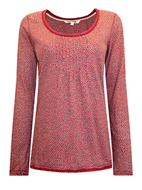 RED Pure Cotton Spot Print Long Sleeve Top - Size 10