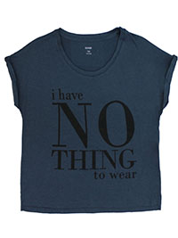 BLUE Pure Cotton 'Nothing to Wear' Slogan Crop T-Shirt - Size 10