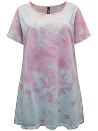 PLUS PINK Pure Cotton Tie Dye Short Sleeve Top - Plus Size 16 to 30/32