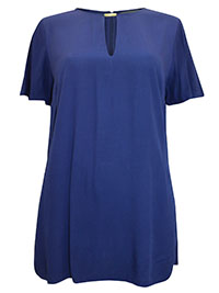 S/DAR NAVY Keyhole Detail Tunic Top - Size 10 to 14