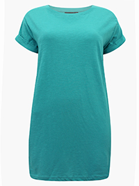 SEA-GREEN Pure Cotton Turn Up Short Sleeve T-Shirt - Size 6/8 to 26/28 (XS to 2XL)