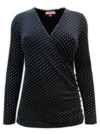 JB BLACK Perfectly Polka Dot Jersey Top - Plus Size 16 to 18