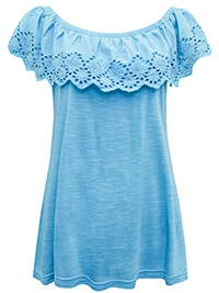 JB AQUA Broderie Frill Jersey Top - Plus Size 14 to 18