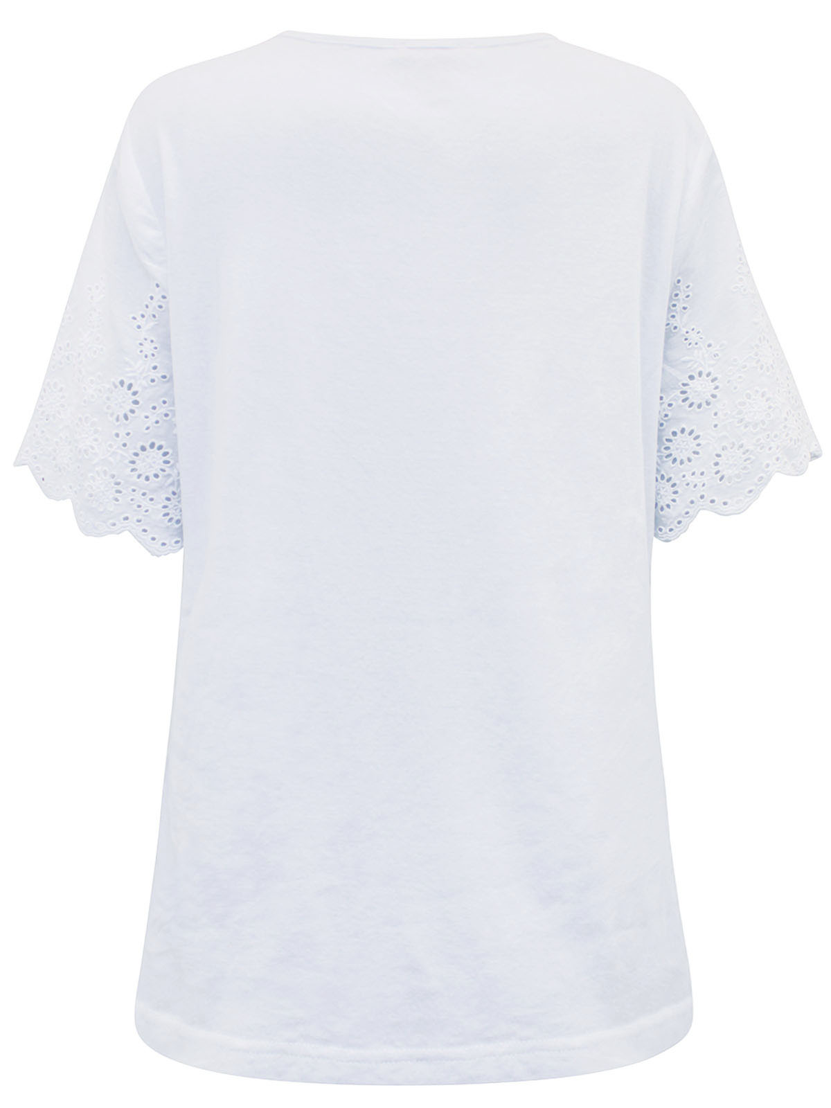 Joe Browns White Pure Cotton Broderie Sleeve Top Size 8 To 18