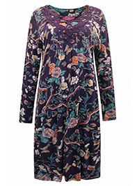 GRAPE Floral Print Jersey Tunic Dress - Plus Size 16