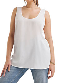 WHITE Lightweight Scoop Neck Vest - Plus Size 16 to 24