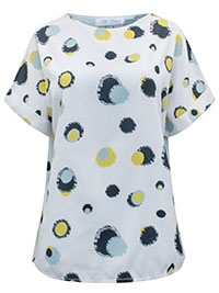 ECRU Spot Print Short Sleeve Woven Grace Top - Size 10/12 to 12/14 (S/M to M/L)