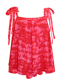 RED Tie Dye Cropped Crinkle Cami - Size 10 to 32