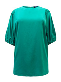 GREEN Shirred Shoulder Boxy Top - Plus Size 24 to 30