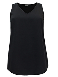 BLACK Woven V-Neck Vest Top - Plus Size 16 to 26