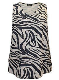 BLACK Linen Blend Animal Print Vest - Size 10 to 32