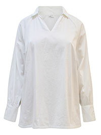 WHITE Pull Over Cotton Shirt - Plus Size 12 to 30