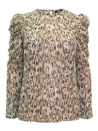 SAND Animal Print Dobby Ruched Sleeve Top - Plus Size 12 to 32