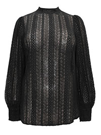 BLACK Volume Sleeve Lace Top - Plus Size 18 to 32