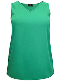 GREEN V-Neck Woven Vest - Plus Size 16 to 30
