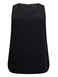 BLACK V-Neck Woven Vest - Plus Size 16 to 32