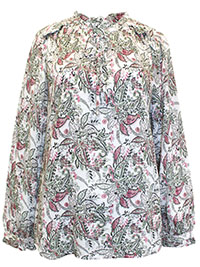 IVORY Paisley Print Frill Detail Keyhole Top - Plus Size 18 to 20