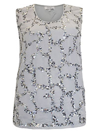 GREY Sleeveless Sequin Embellished Top - Plus Size 14 to 26