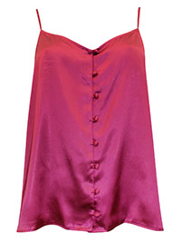 CLARET Covered Button Satin Cami Top - Size 8/10 to 20/22 (S to XL)