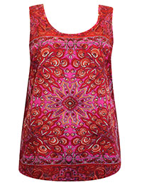 RED Kaleidoscope Print Sleeveless Vest Top - Size 8 to 12 (S to L)